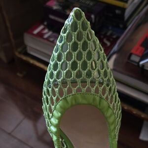 Gianvito Rossi Lime Green Mesh Pointed-Toe Heels